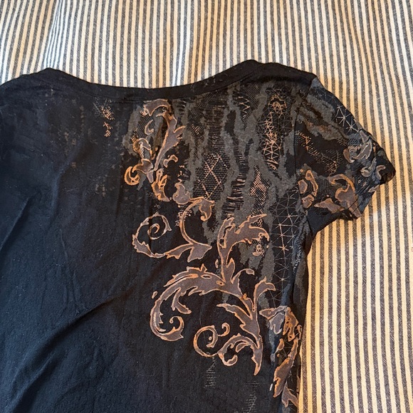 Miss Me Black Short Sleeve Top with Silver Accents - Picture 7 of 7